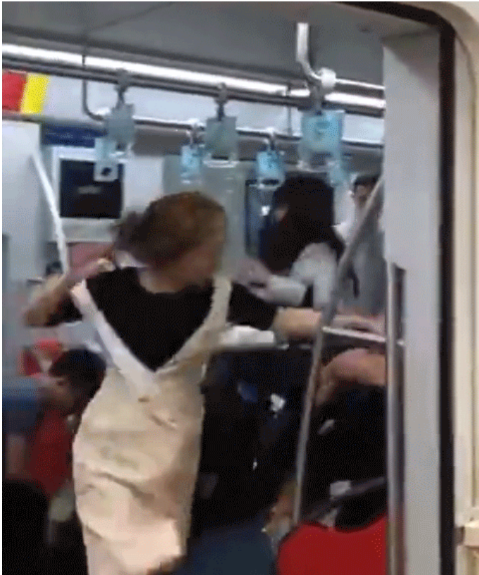 上海两女子地铁打架 一方差点被门夹脑袋